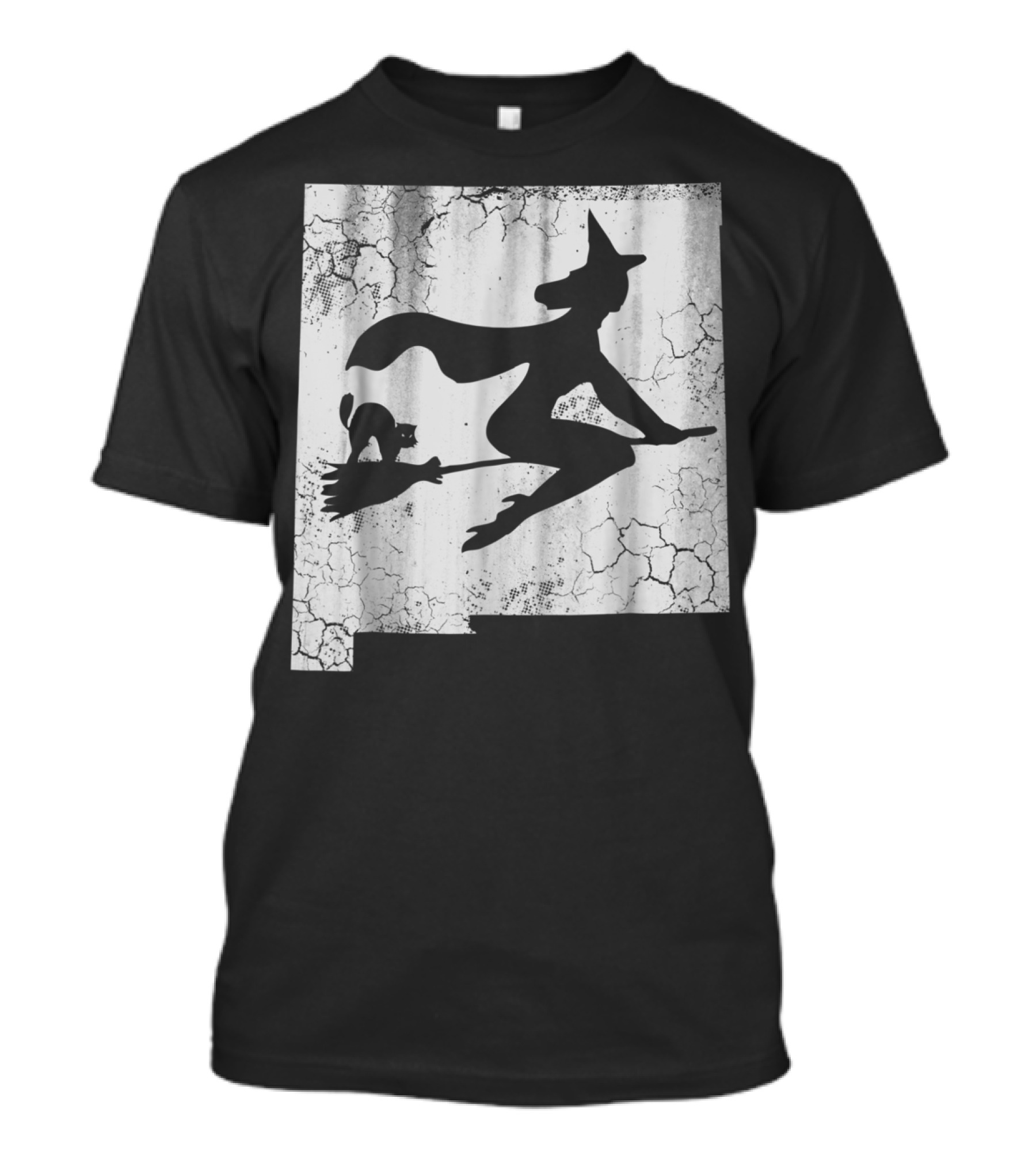 New Mexico Halloween Witch With Cat On Broom T-Shirt