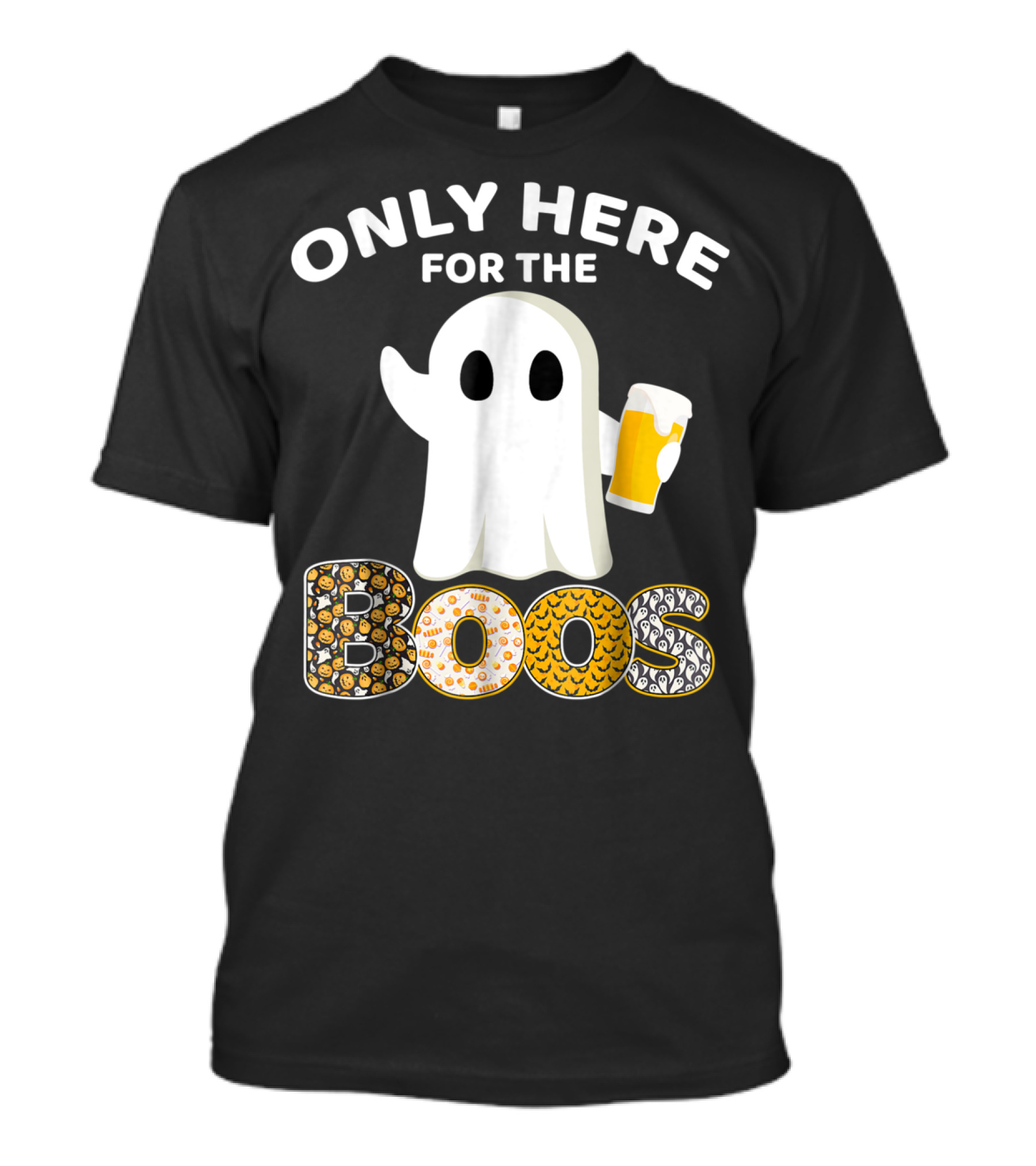 Only Here For The Boos Halloween Beer Lover Ghost Holding Beer T-Shirt