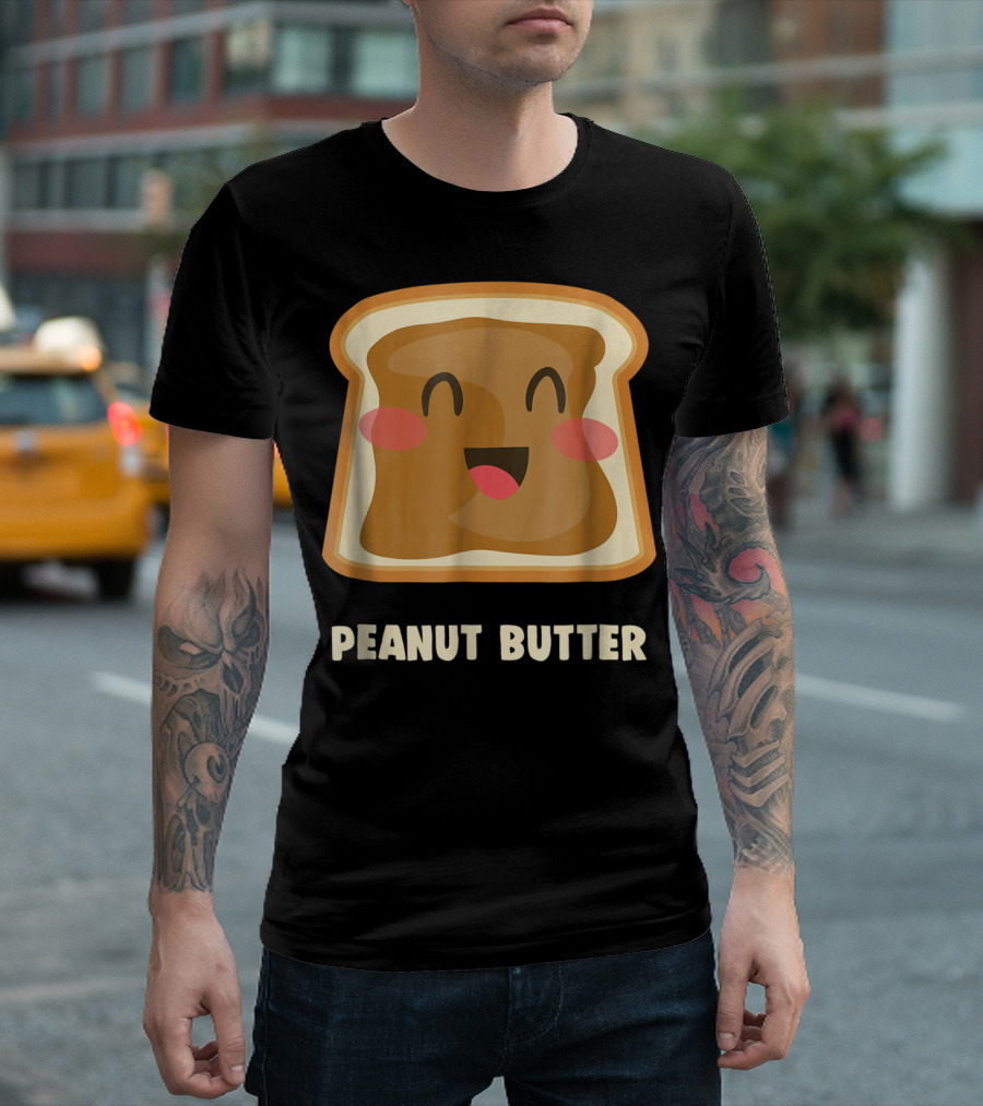 Happy Smiling Peanut Butter Toast Face T-Shirt