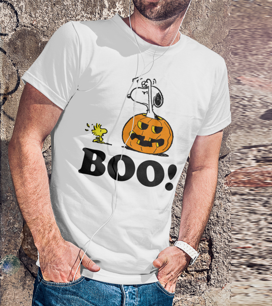 Peanuts Halloween Snoopy Woodstock Pumpkin Boo T-Shirt