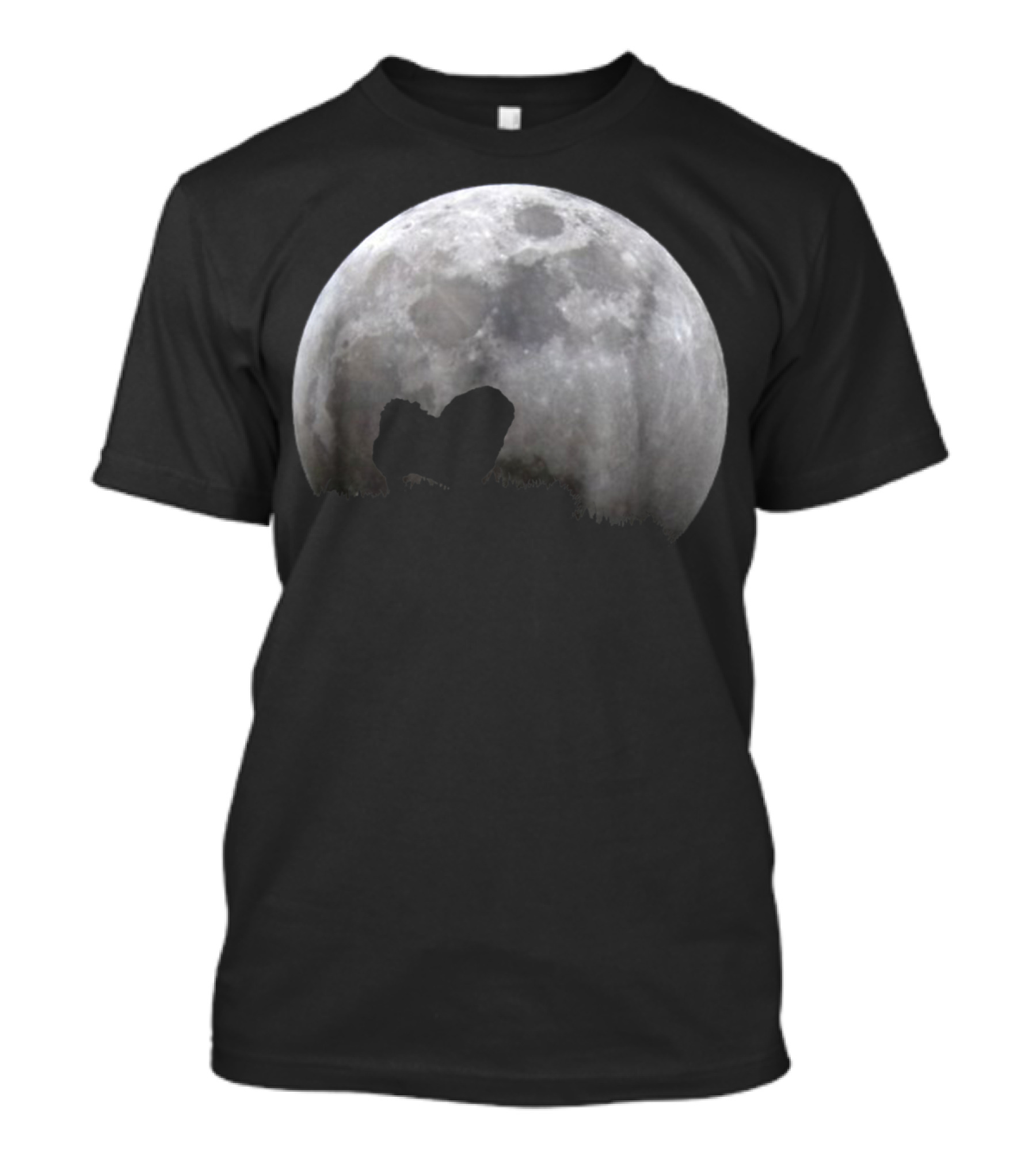 Pekingese Silhouette Against Full Moon T-Shirt