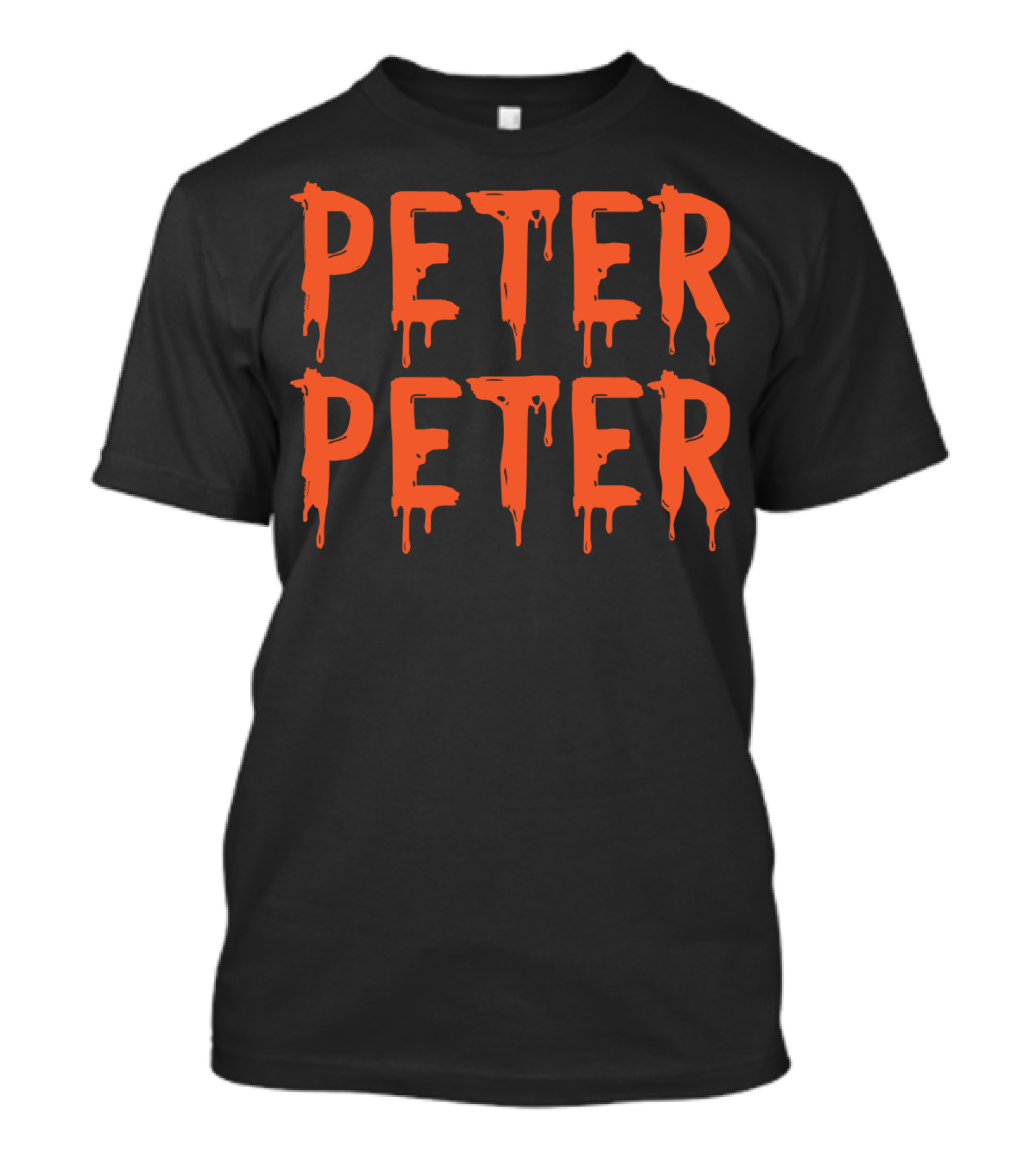 Peter Peter Pumpkin Eater Couples Halloween Dripping Orange Text T-Shirt