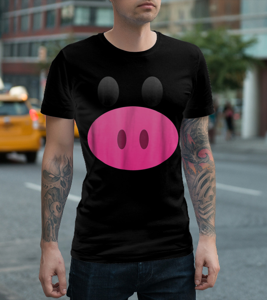 Pig Face Emoji Cute Funny Easy Swine Black Pink T-Shirt