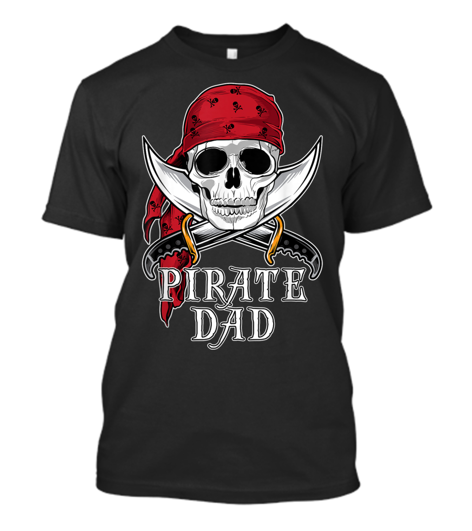 Pirate Dad Skull With Bandana And Swords For Halloween T-Shirt