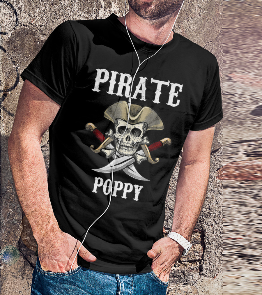 Pirate Poppy Skull With Crossed Swords And Hat T-Shirt