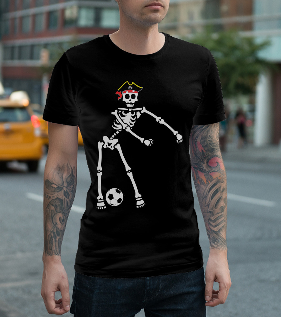 Pirate Skeleton Floss Dance Soccer Halloween T-Shirt