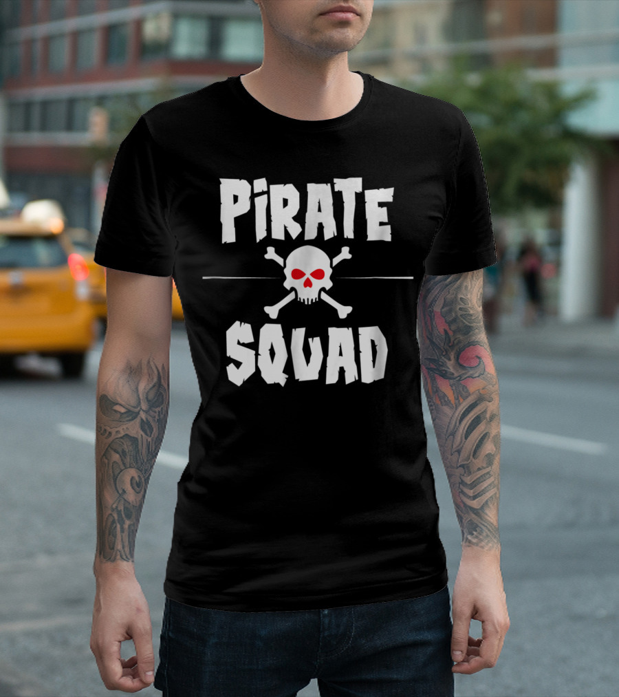 Pirate Squad Skull Crossbones Kids Birthday Party T-Shirt
