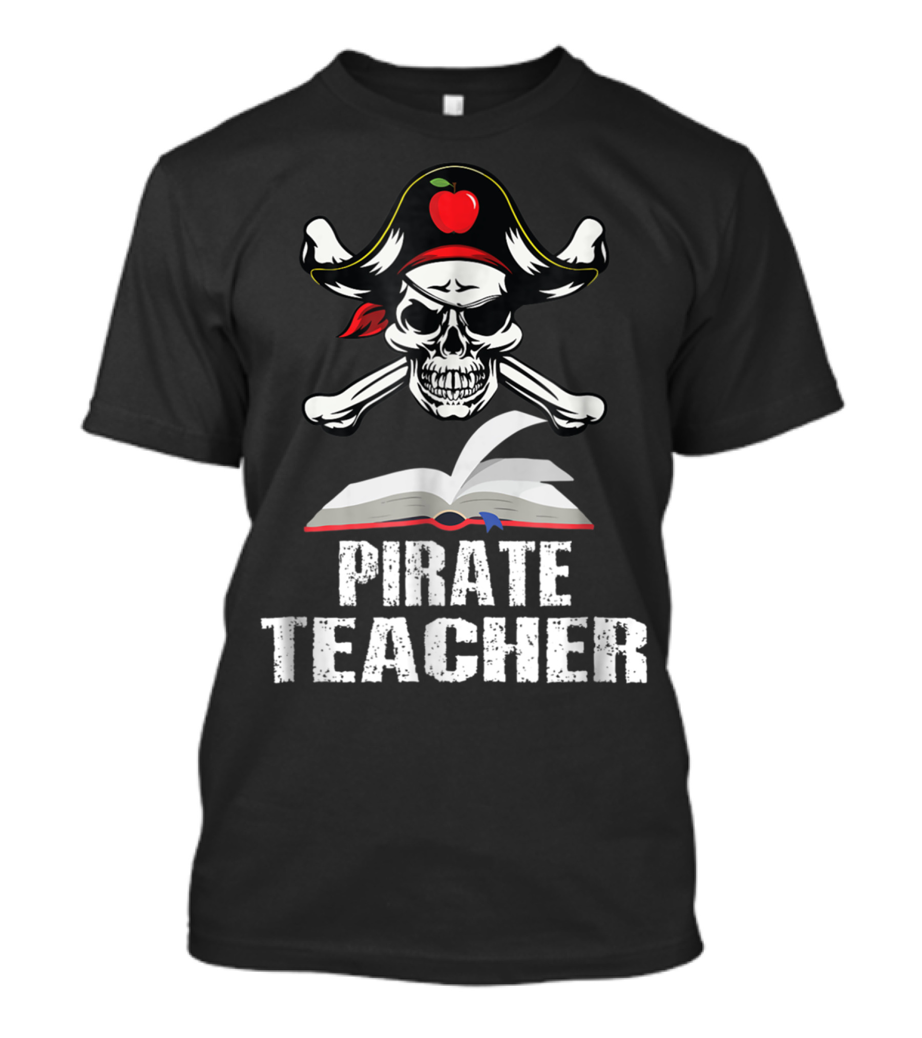 Pirate Teacher Skull And Crossbones Book Apple Hat T-Shirt