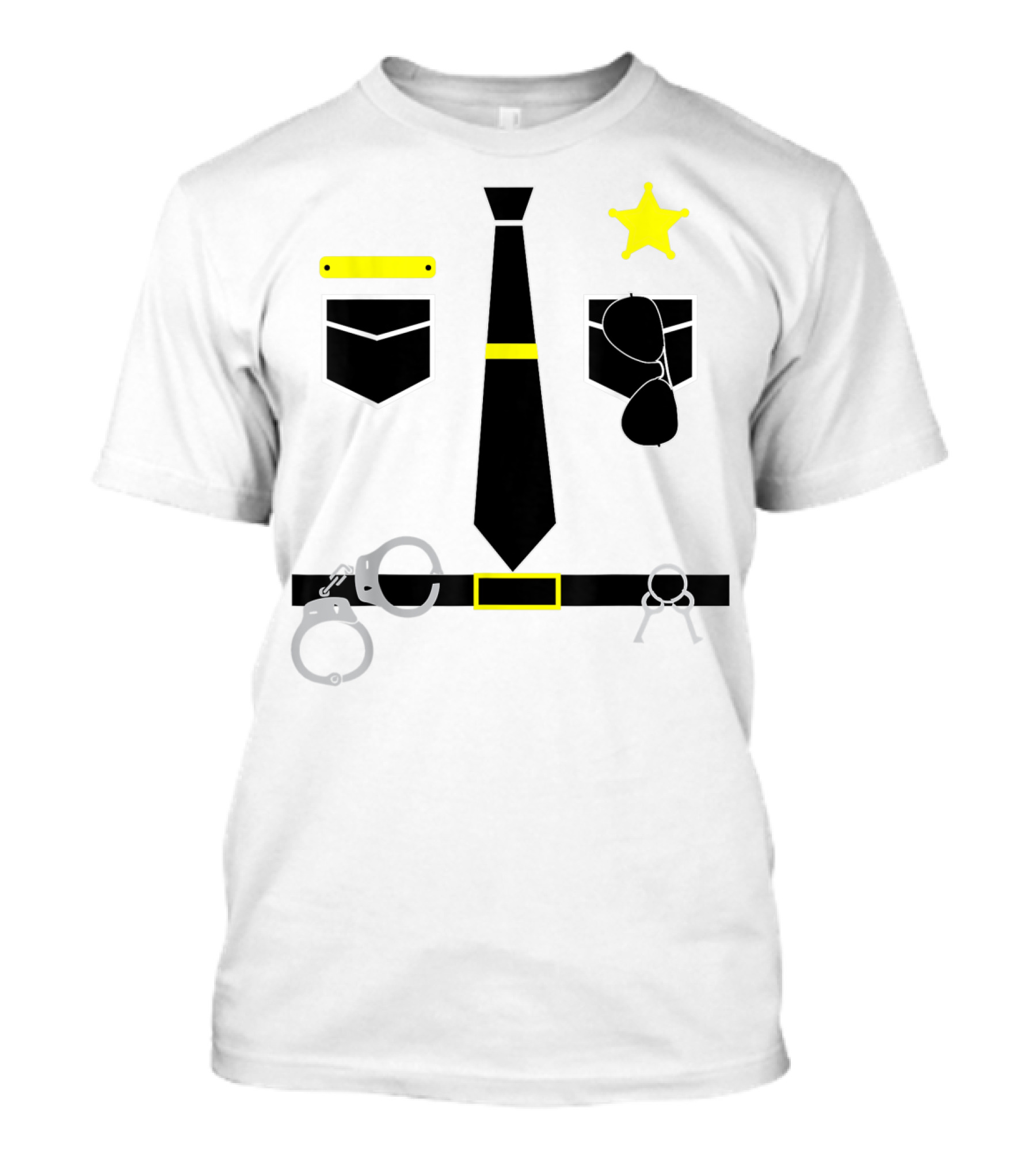 Police Officer Costume Cool Police Handcuffs Badge Sunglasses Tie T-Shirt