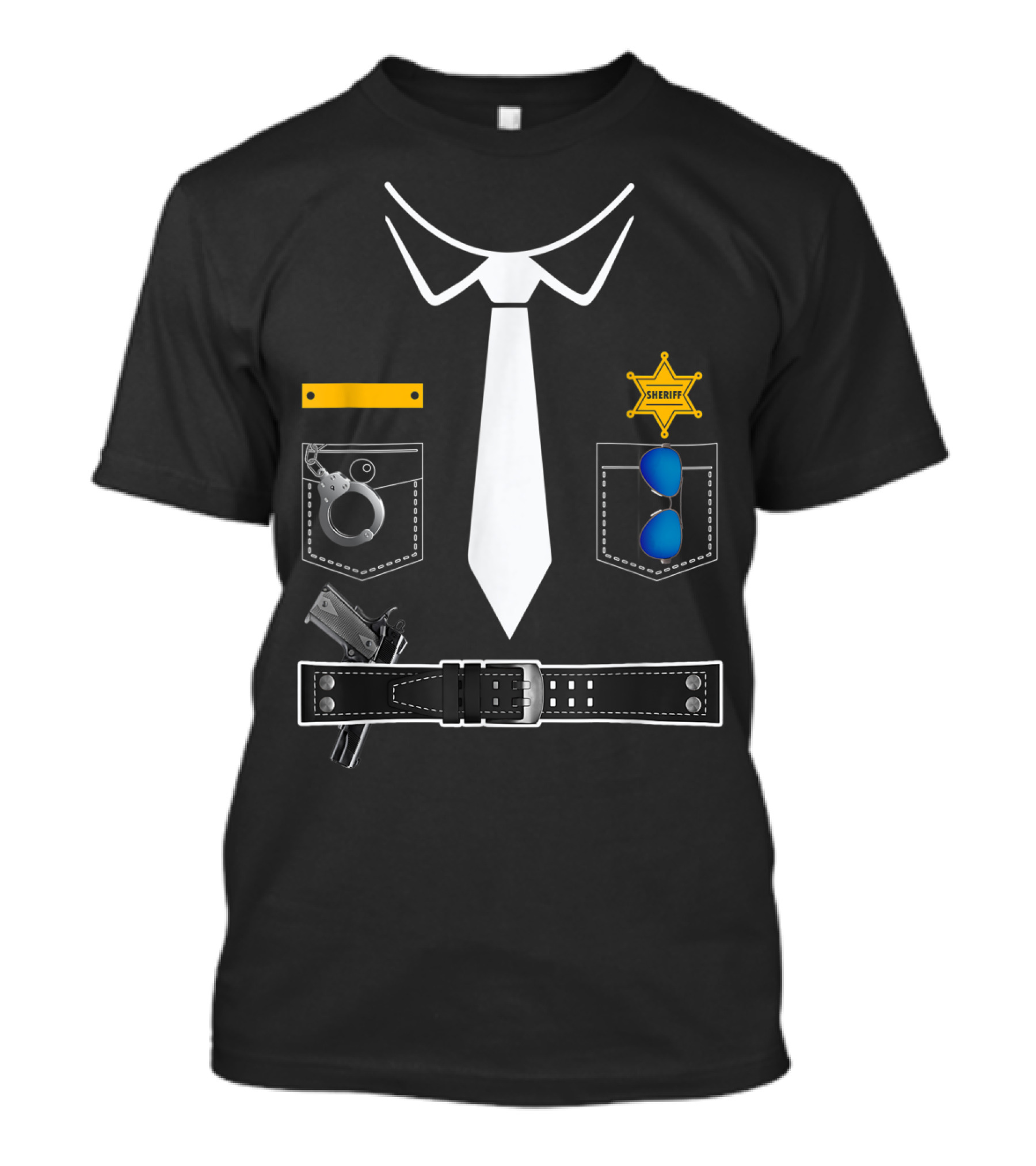 Sheriff Badge Police Uniform Halloween Costume Cop Mockup T-Shirt