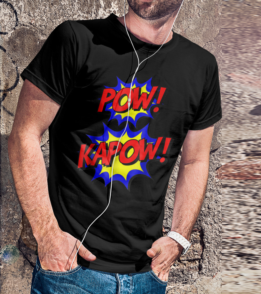 POW KAPOW Easy Funny Superhero Phrases Explosion T-Shirt