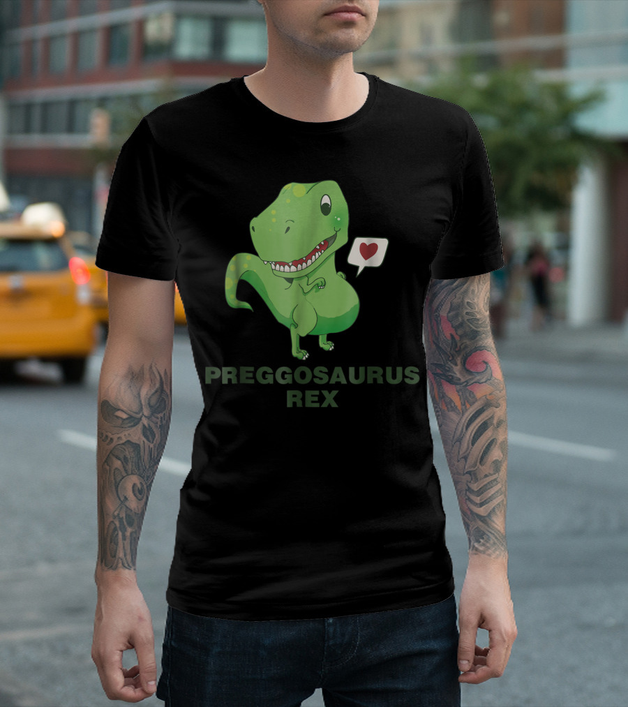 Preggosaurus Rex Funny Dinosaur Heart Speech Bubble T-Shirt