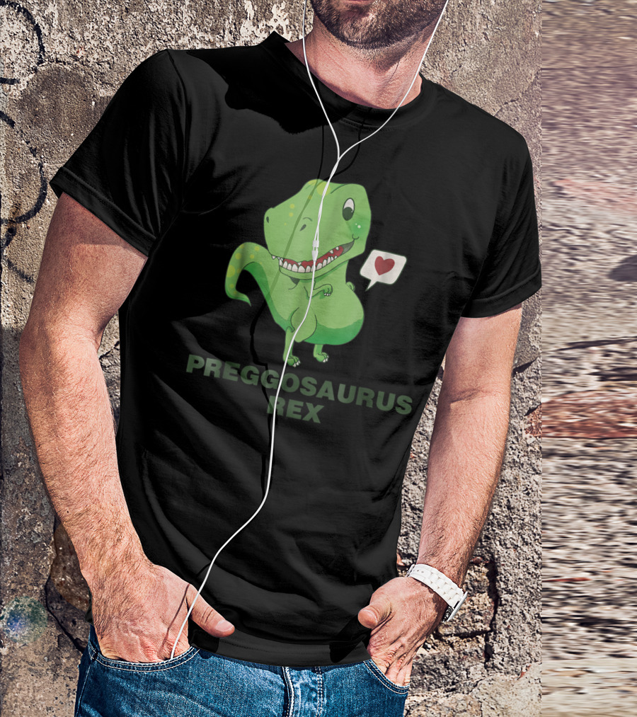 Preggosaurus Rex Funny Dinosaur Heart Speech Bubble T-Shirt