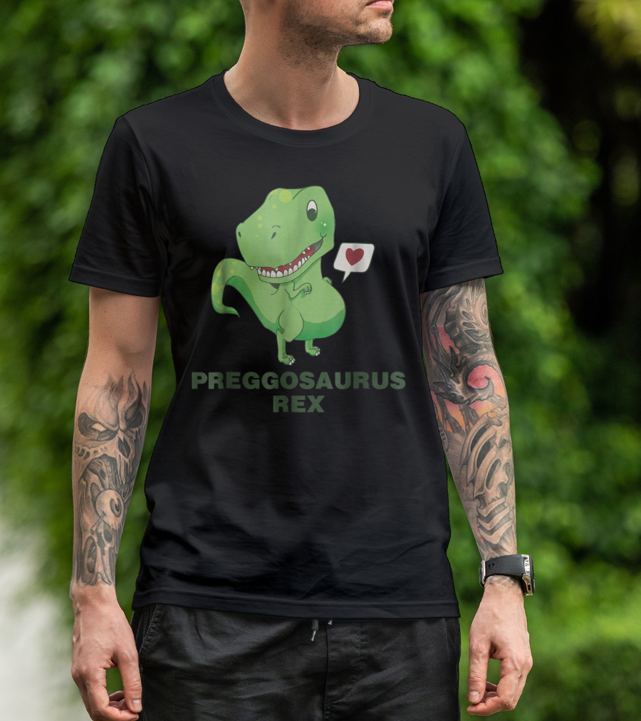 Preggosaurus Rex Funny Dinosaur Heart Speech Bubble T-Shirt