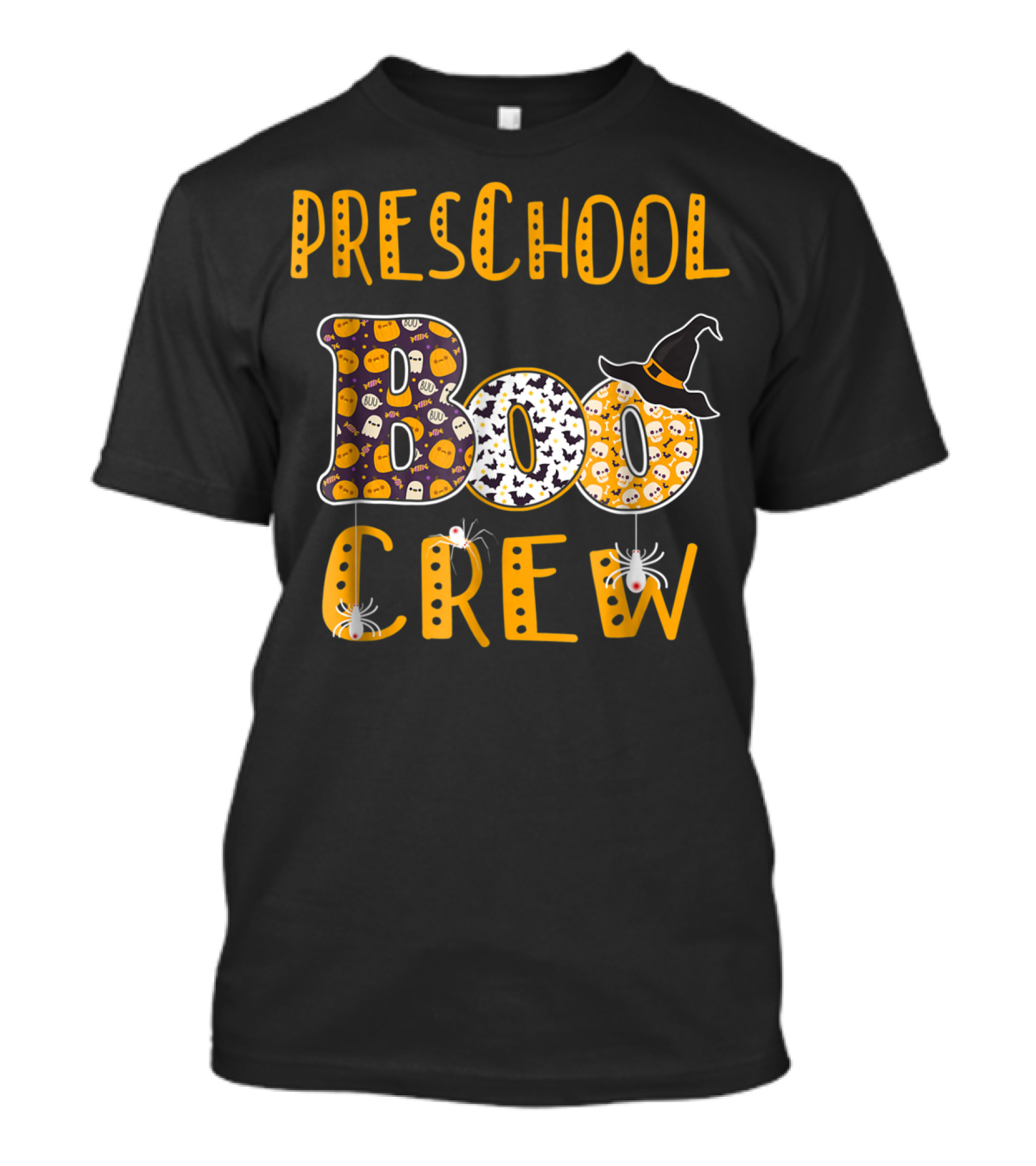 Preschool Boo Crew Halloween Spooky Teacher Hat Spider T-Shirt