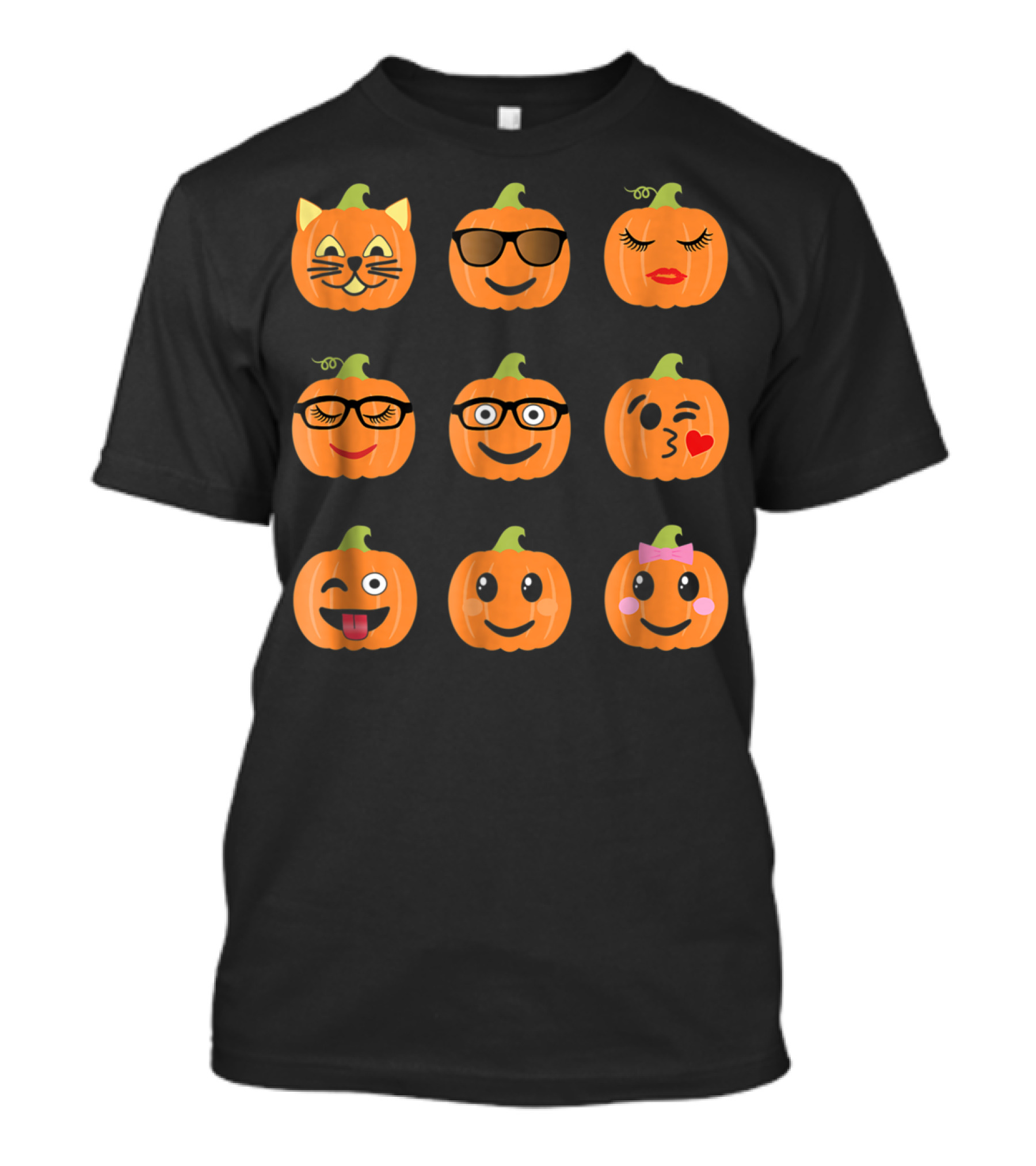 Smiling Emoji Faces Pumpkin Characters Jack O Lantern T-Shirt