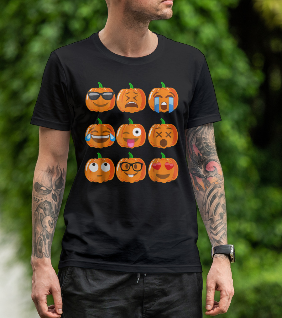 Pumpkin Emoji Faces Collection Mood Expressions T-Shirt