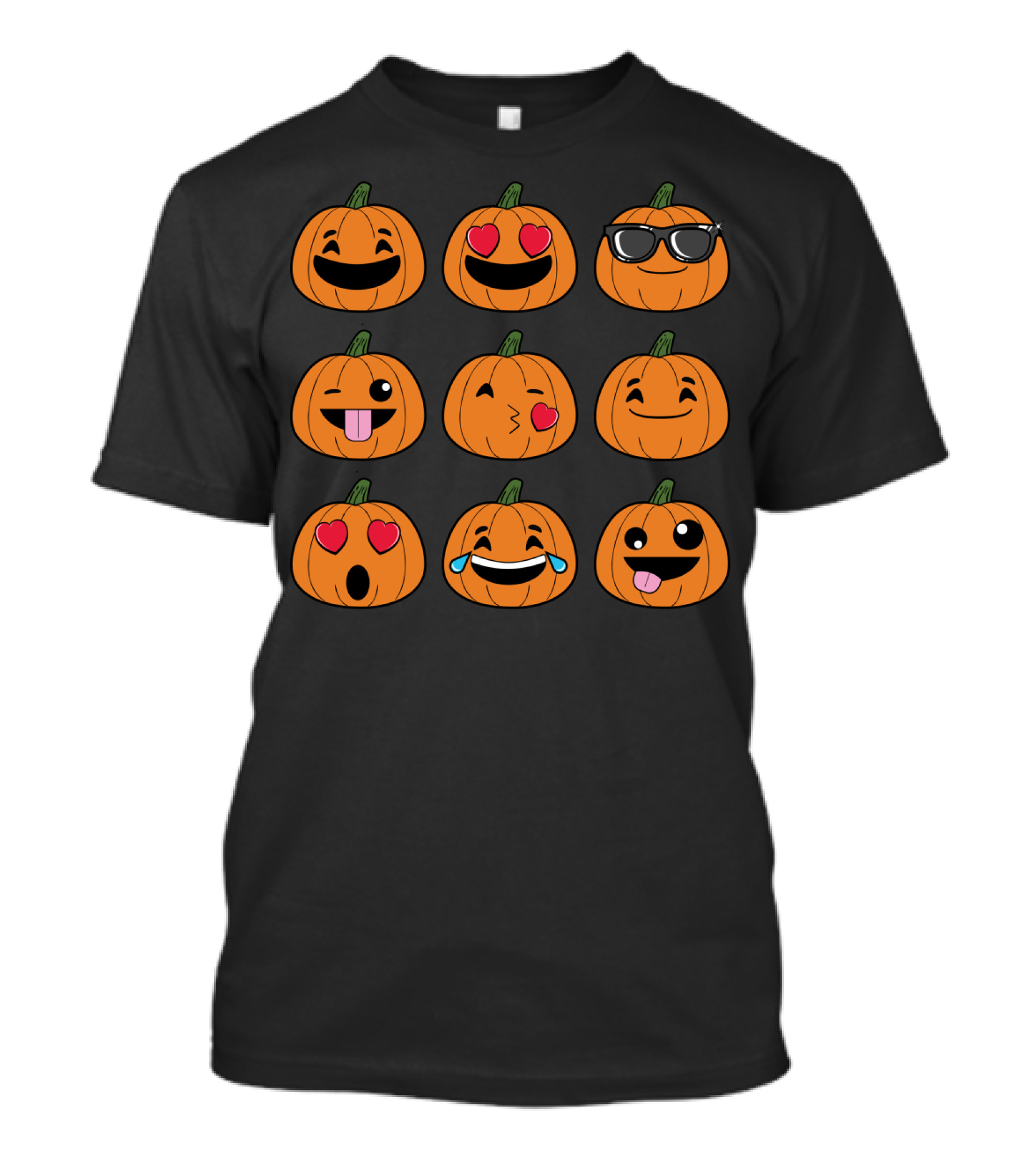 Pumpkin Emoji Faces With Heart Eyes And Sunglasses T-Shirt