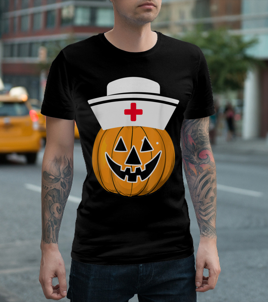 Pumpkin Nurse Halloween Funny Medical Jack O'Lantern T-Shirt