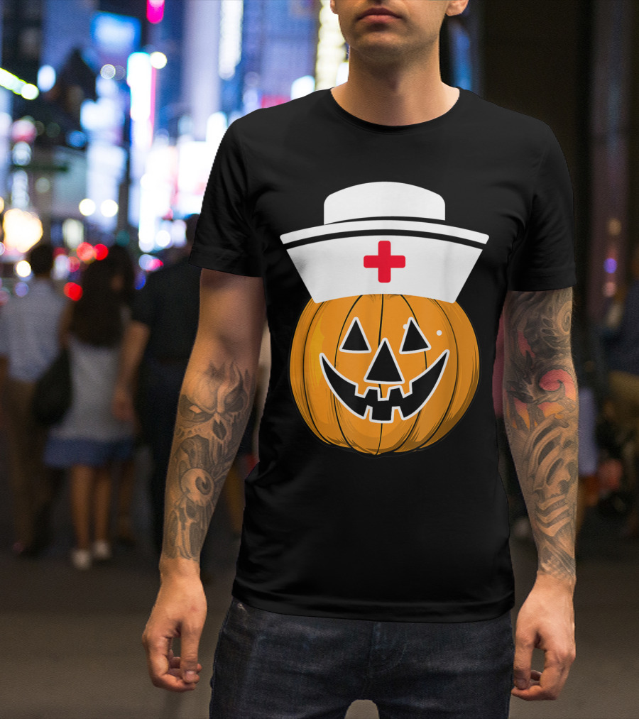 Pumpkin Nurse Halloween Funny Medical Jack O'Lantern T-Shirt