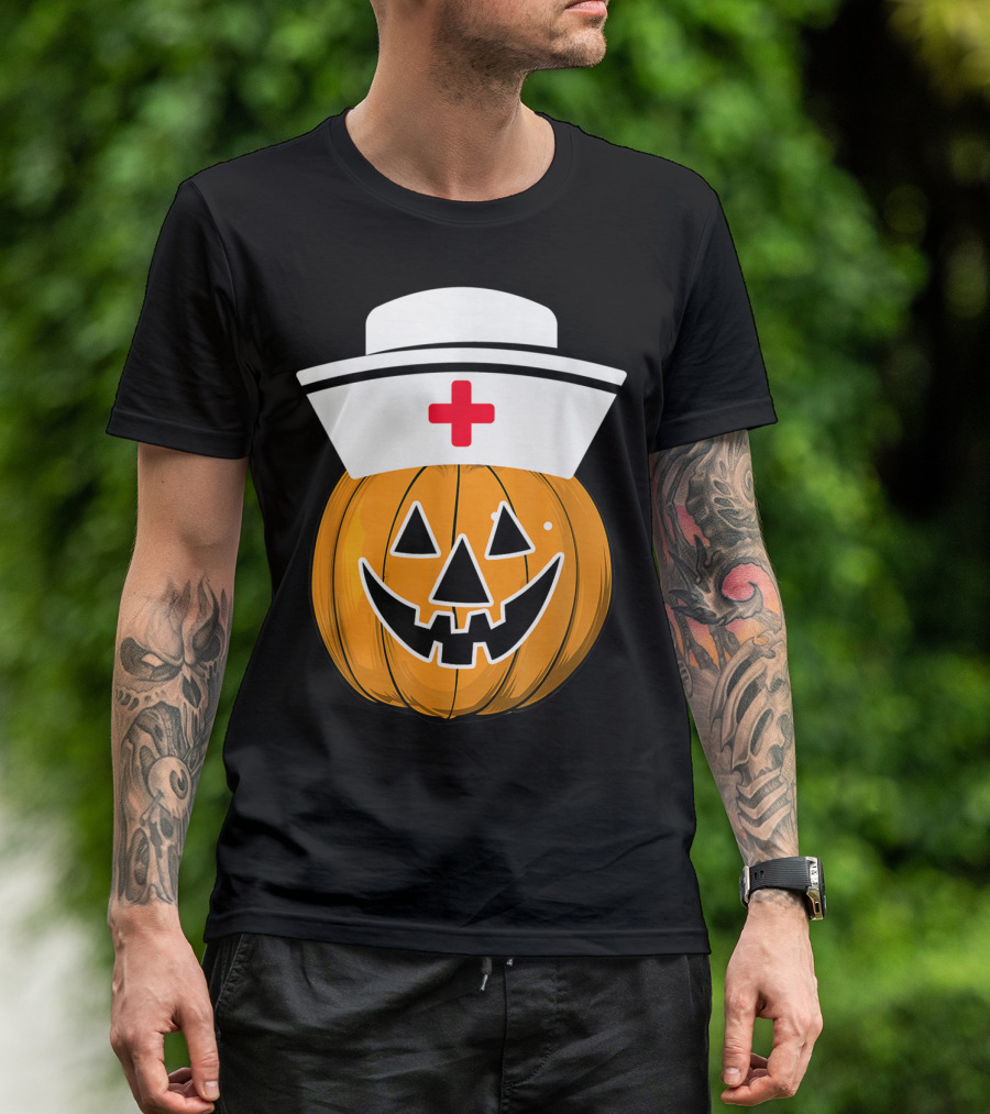 Pumpkin Nurse Halloween Funny Medical Jack O'Lantern T-Shirt