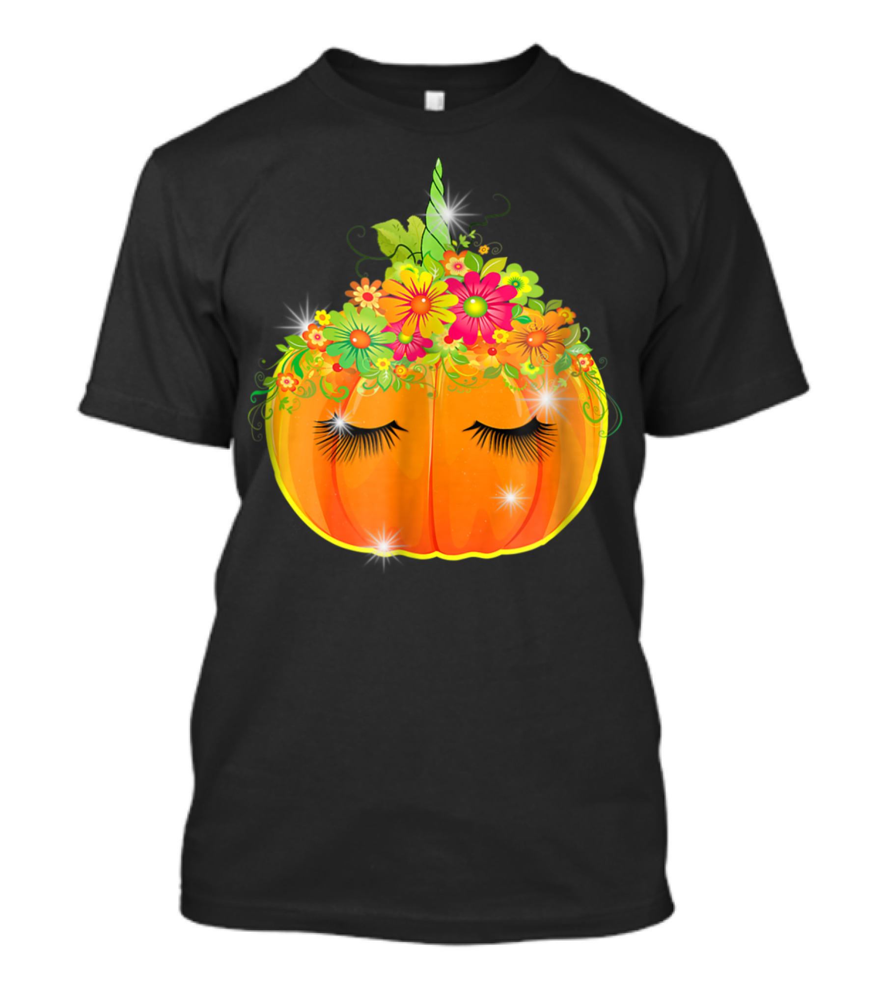 Pumpkin Unicorn Floral Fantasy Pumpcincorn T-Shirt