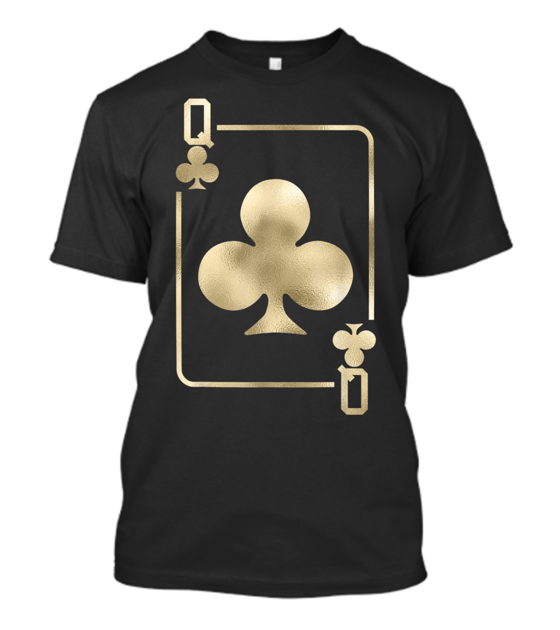 Golden Queen Of Clubs Playing Card T-Shirt