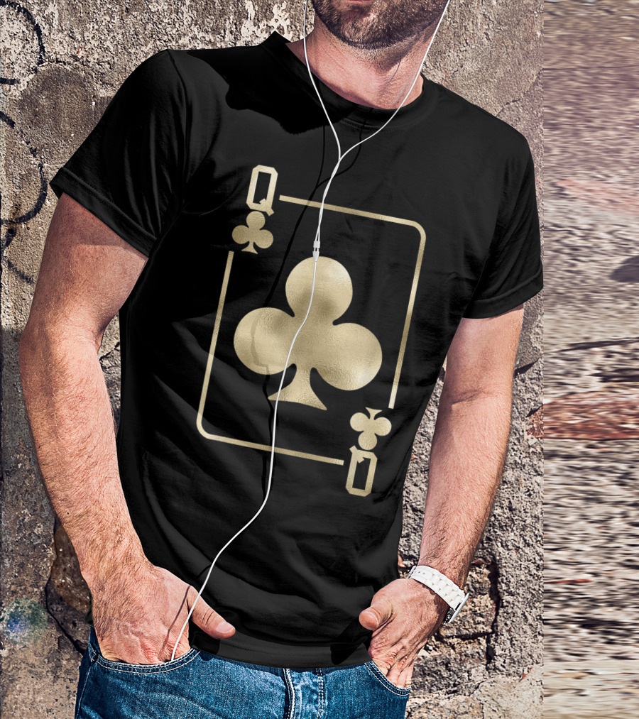 Golden Queen Of Clubs Playing Card T-Shirt