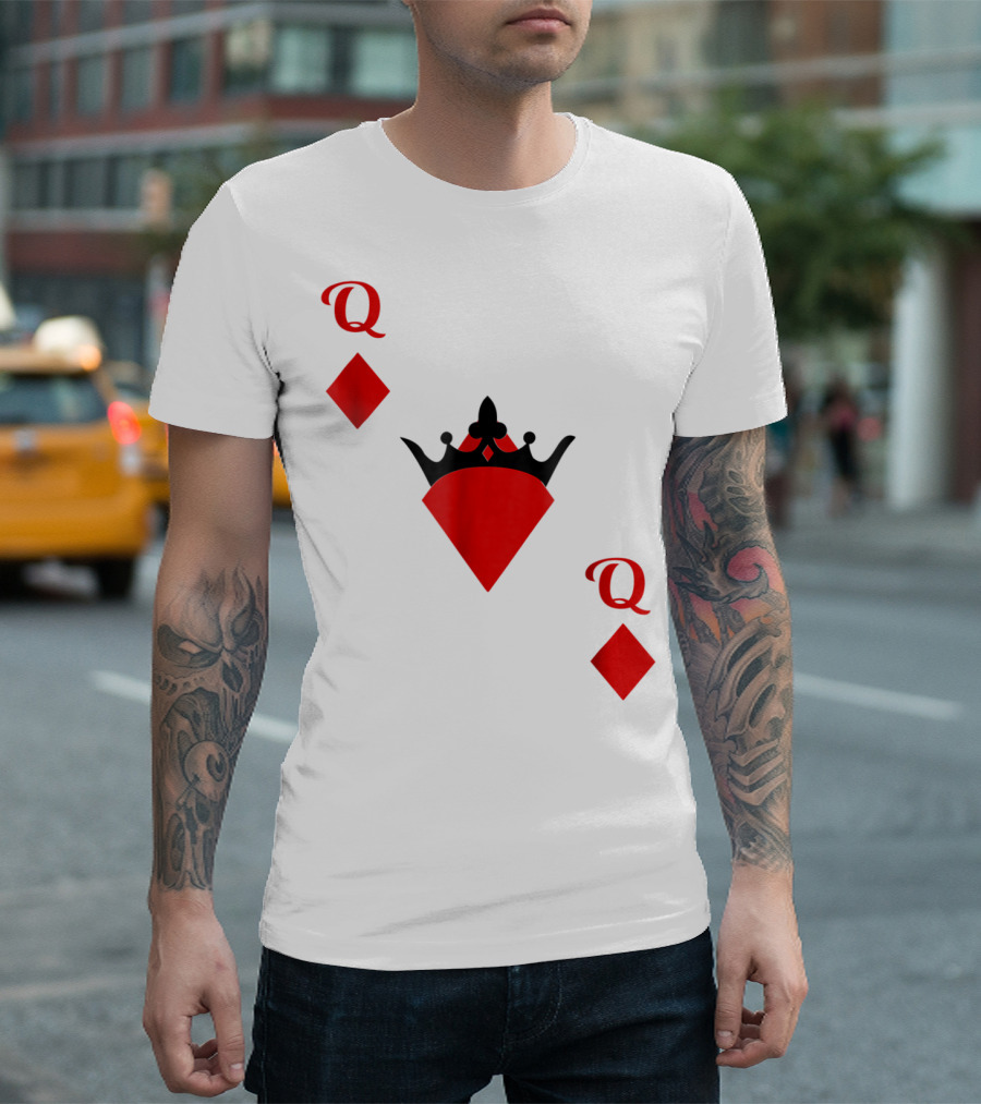 Queen Of Diamonds Crown Playing Card Costume Halloween T-Shirt