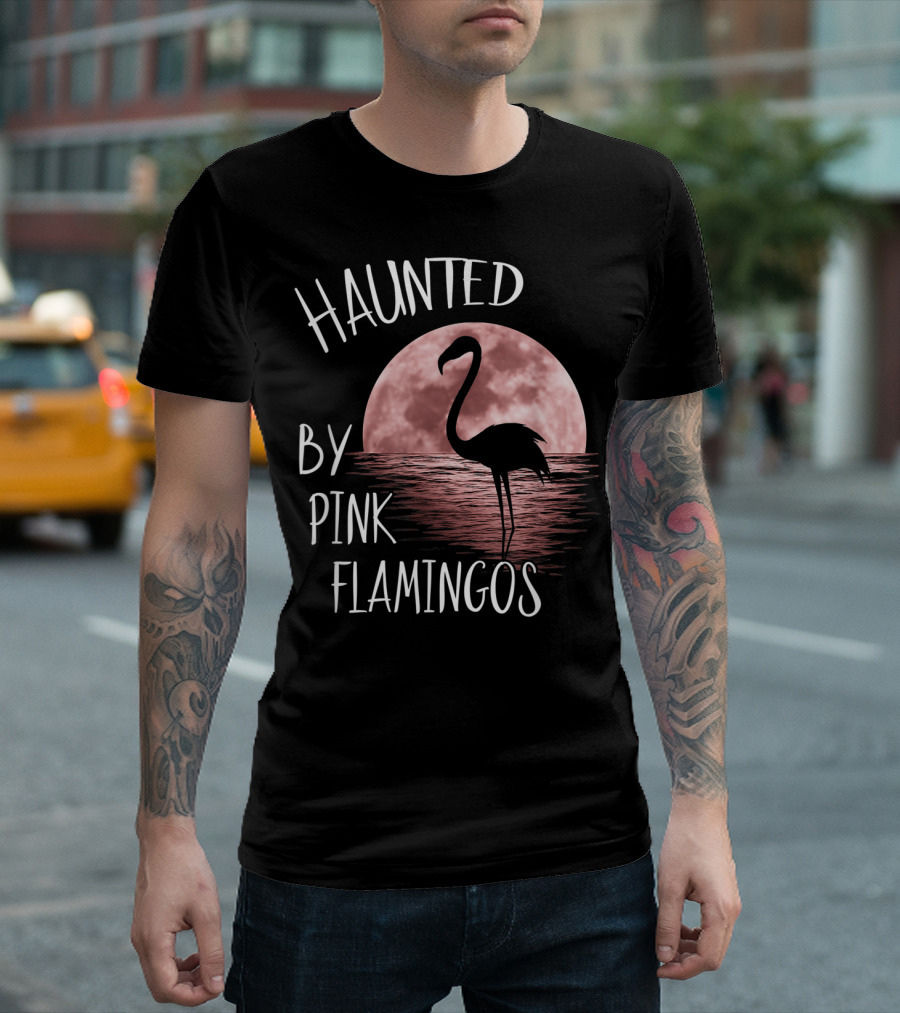 Haunted by Pink Flamingos with Moonlit T-Shirt