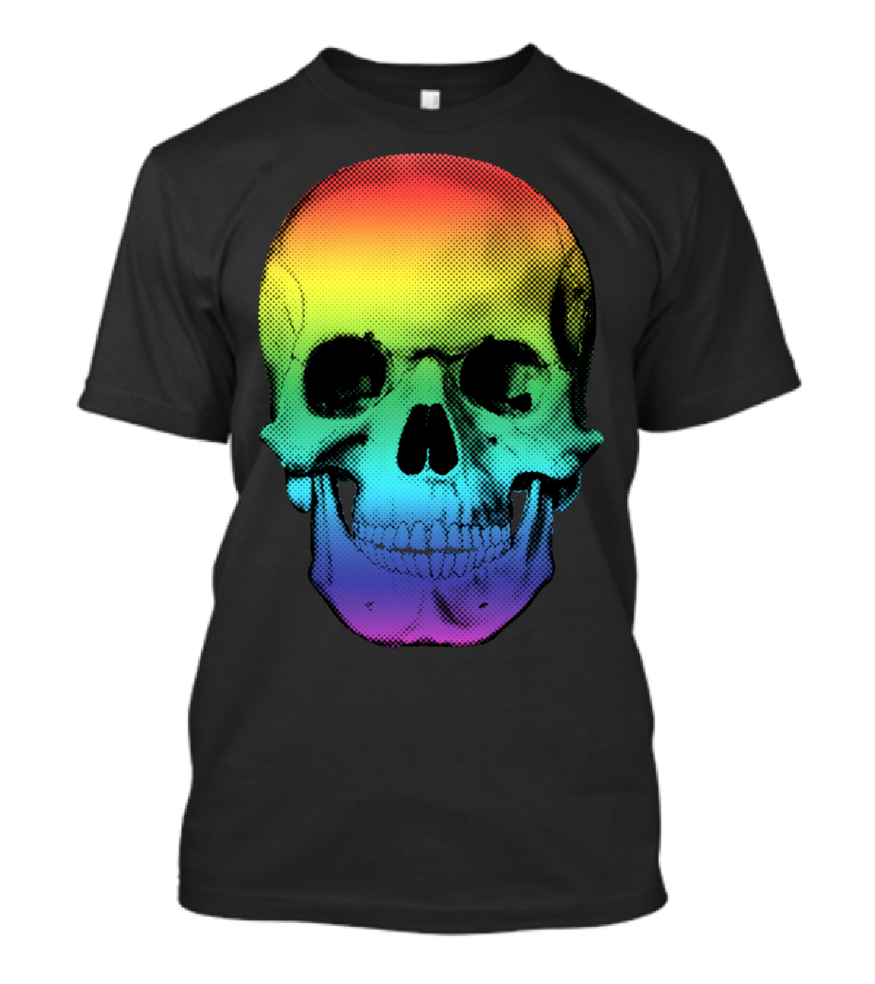 Rainbow Gradient Halftone Skull T-Shirt