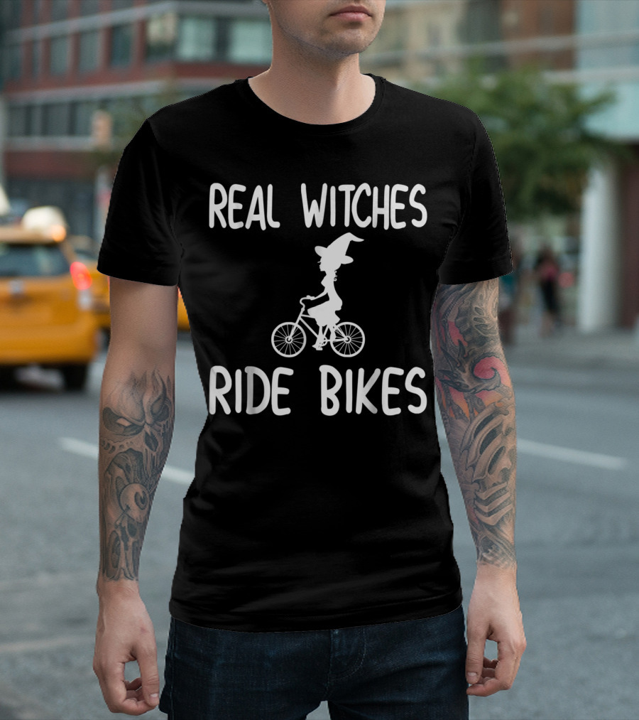 Real Witches Ride Bikes Witch Hat Biking T-Shirt