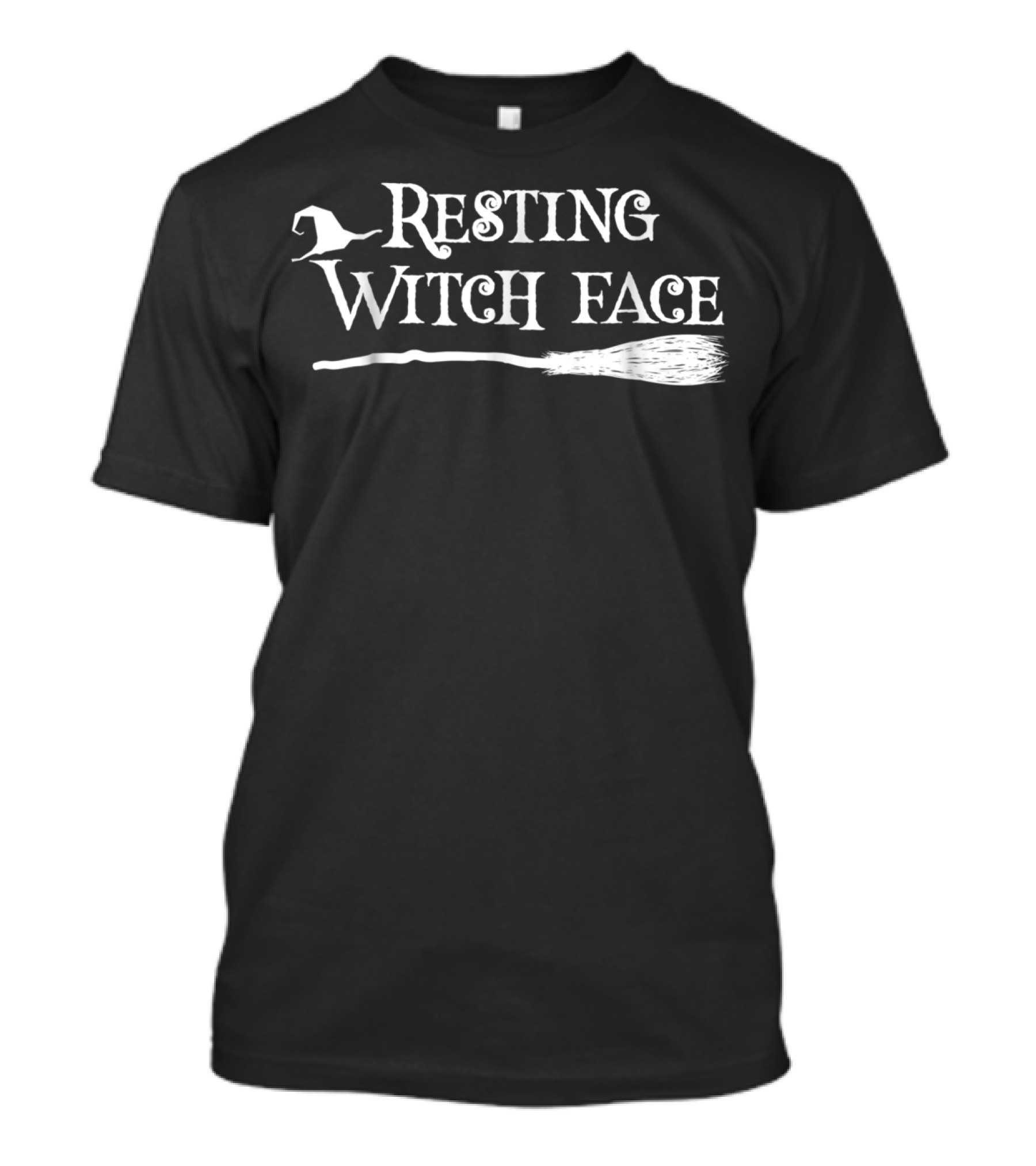 Resting Witch Face Witch Hat And Broomstick T-Shirt