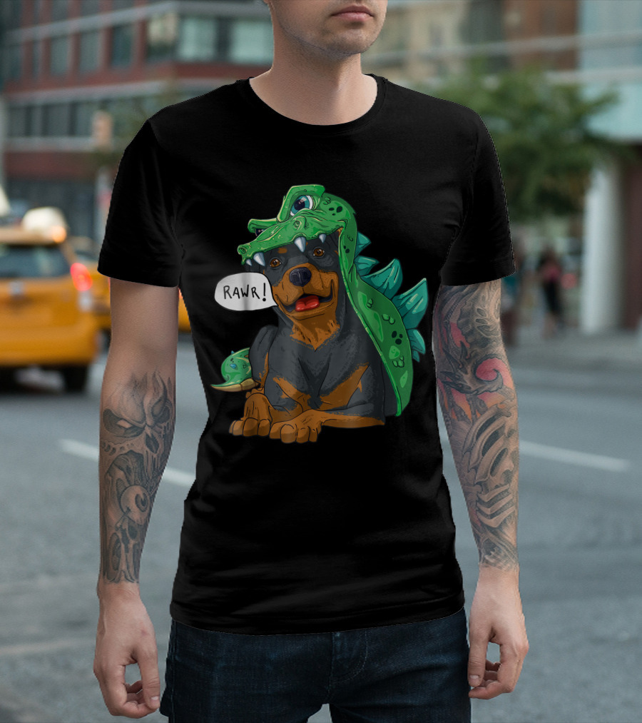 RAWR Rottweiler Dinosaur Dragon Costume T-Shirt