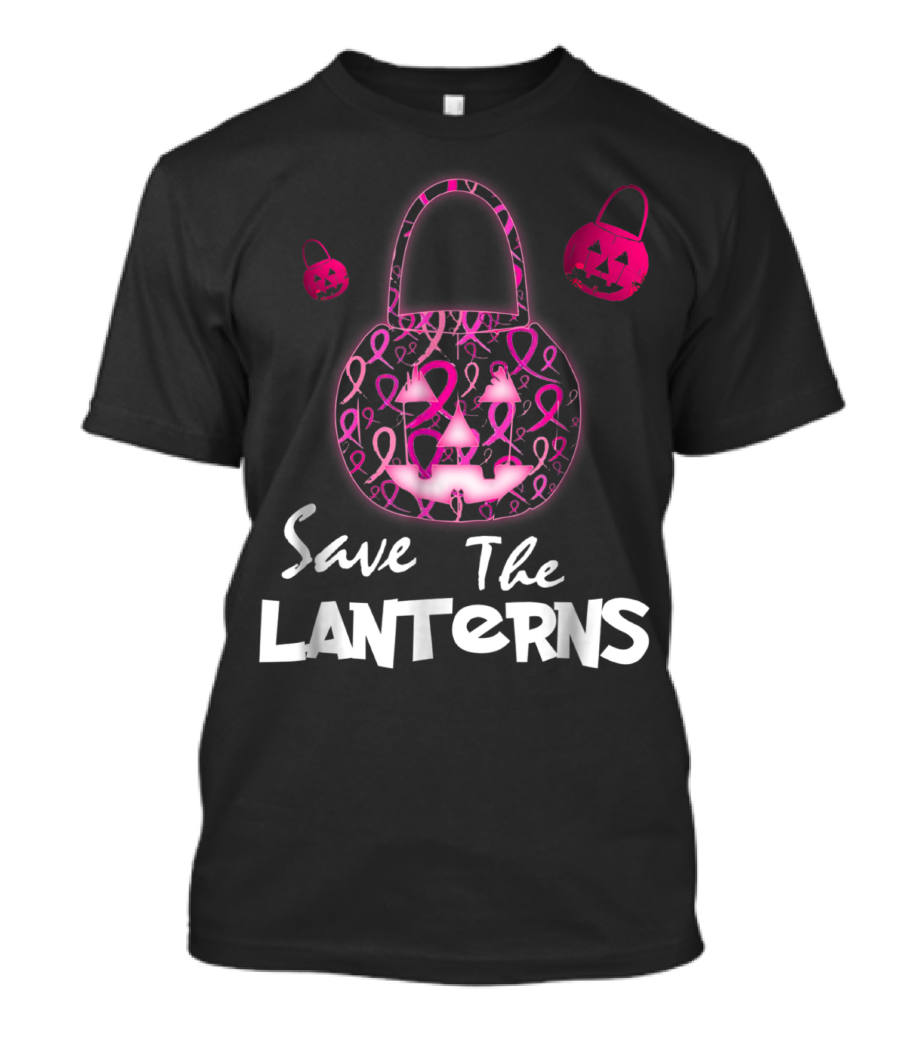 Save The Lanterns Pink Ribbon Breast Cancer Awareness Pumpkin T-Shirt