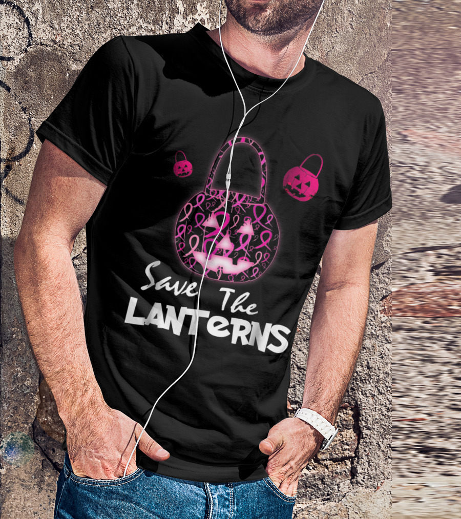 Save The Lanterns Pink Ribbon Breast Cancer Awareness Pumpkin T-Shirt