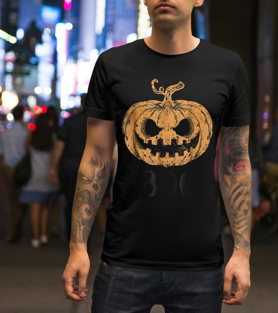 Boo Scary Pumpkin Halloween October 31st Holiday T-Shirt