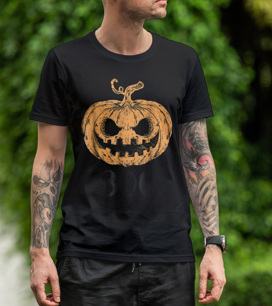 Boo Scary Pumpkin Halloween October 31st Holiday T-Shirt