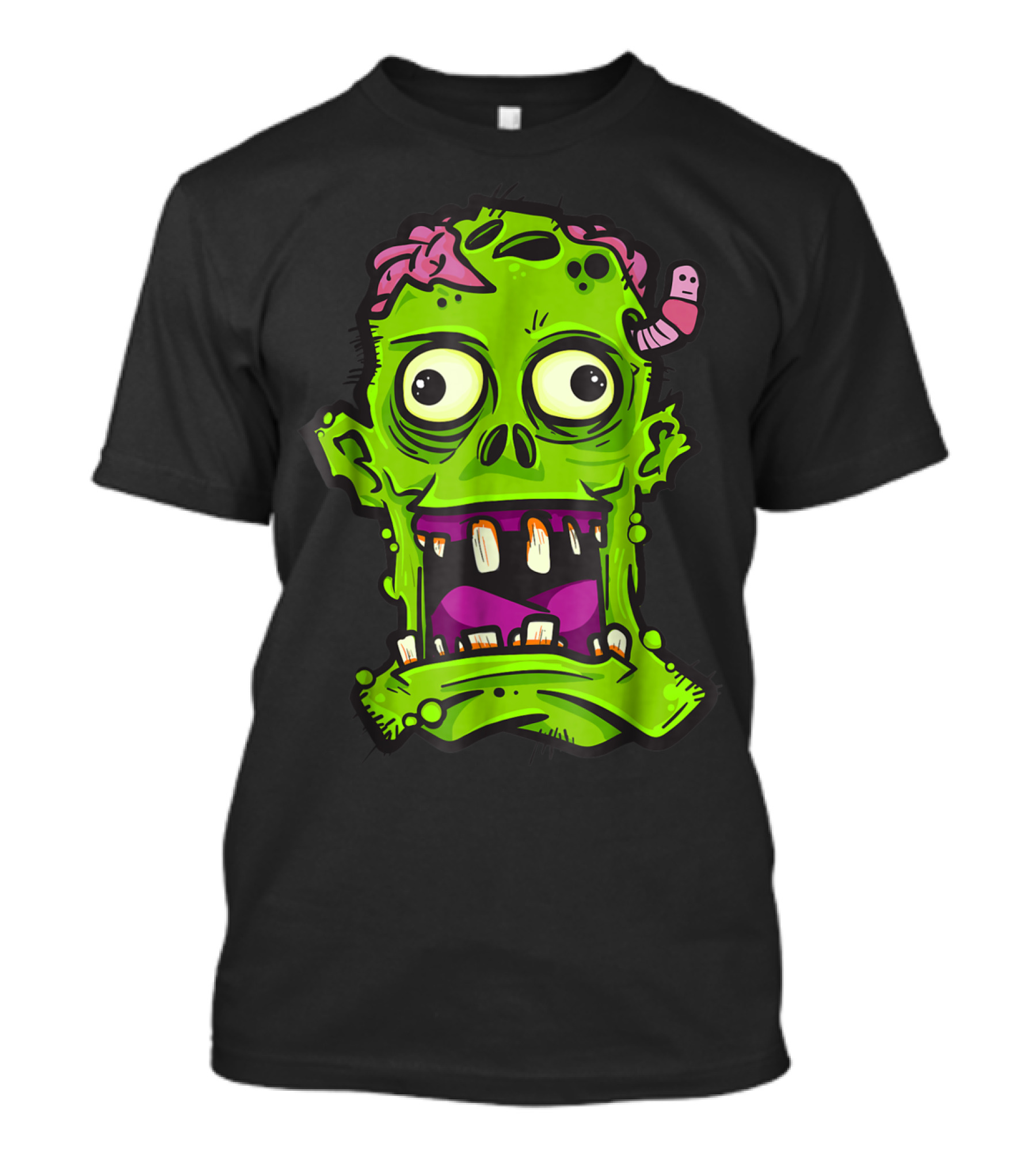 Halloween Scary Zombie Face With Spooky Trick Elements T-Shirt