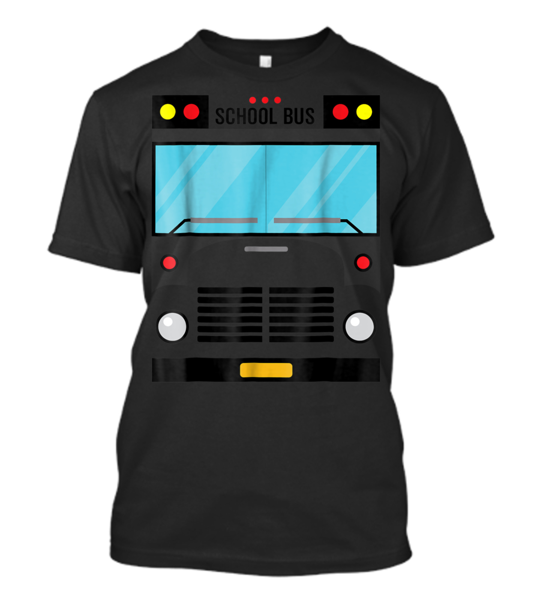 School Bus Front View Illustration With Lights And Windows T-Shirt