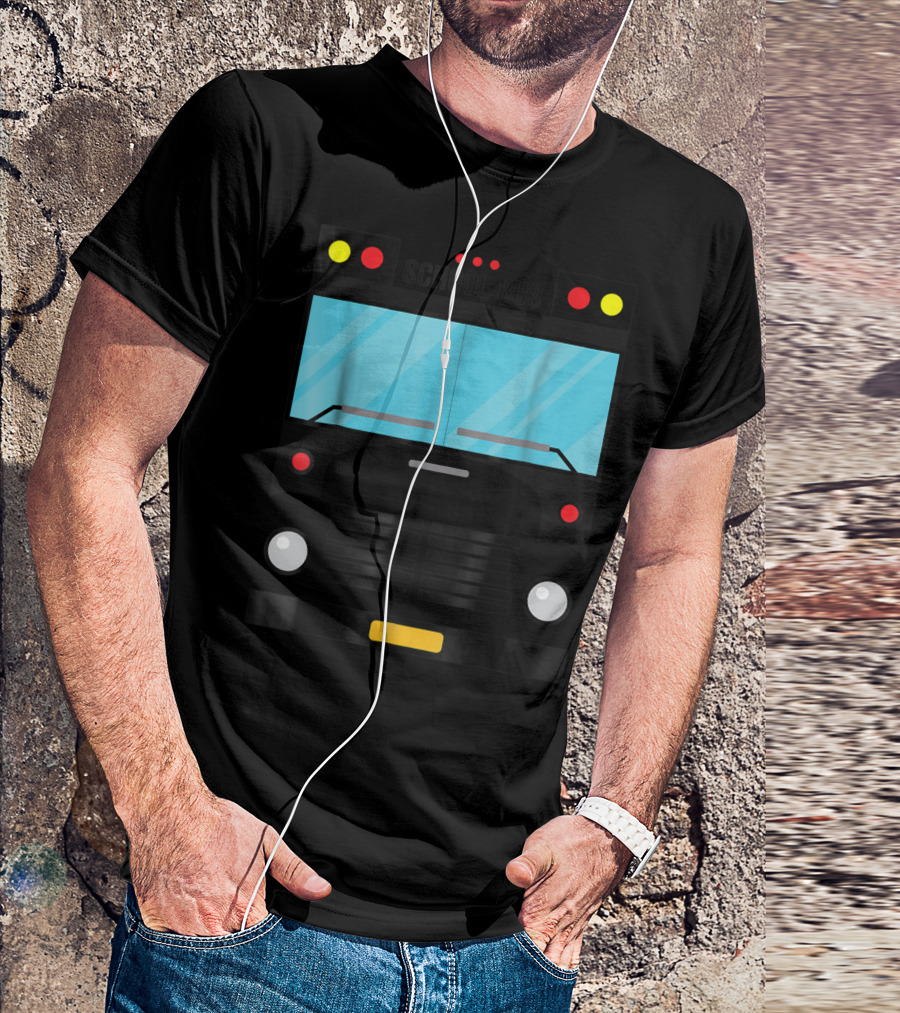 School Bus Front View Illustration With Lights And Windows T-Shirt