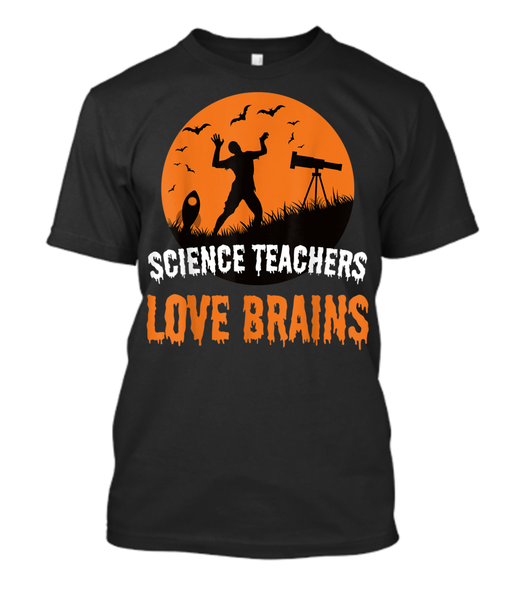 Science Teachers Love Brains Halloween Zombie T-Shirt
