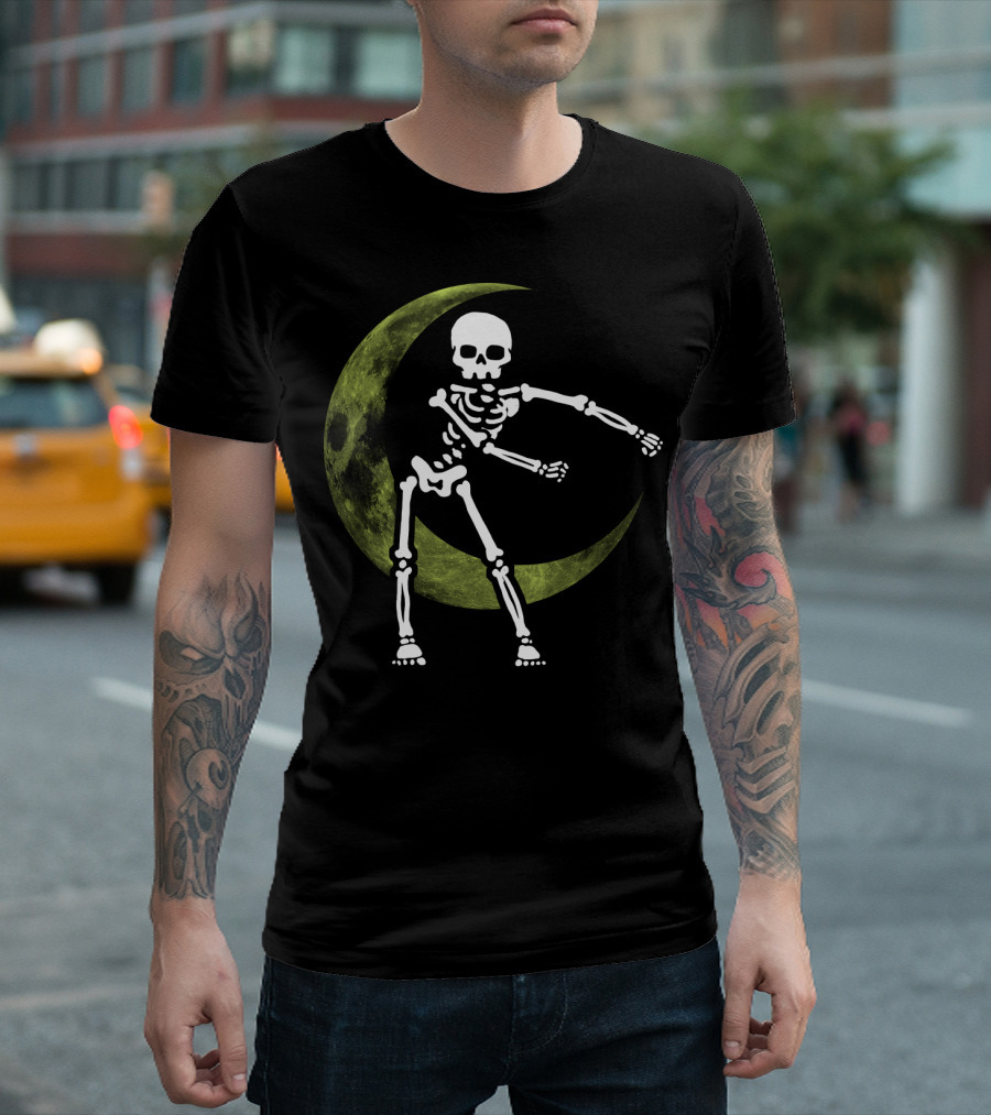 Skeleton Floss Dance Moon Crescent T-Shirt