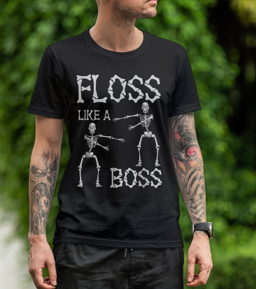 Floss Like A Boss Skeleton Dance Halloween T-Shirt