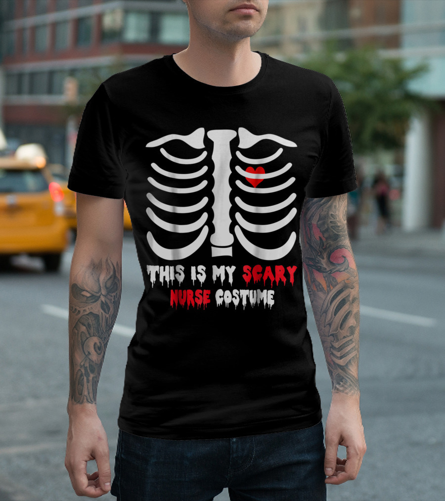 This Is My Scary Nurse Costume Skeleton Rib T-Shirt