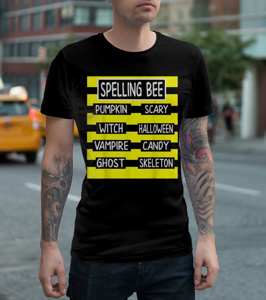 Spelling Bee Pumpkin Scary Witch Halloween Vampire Candy Ghost Skeleton T-Shirt