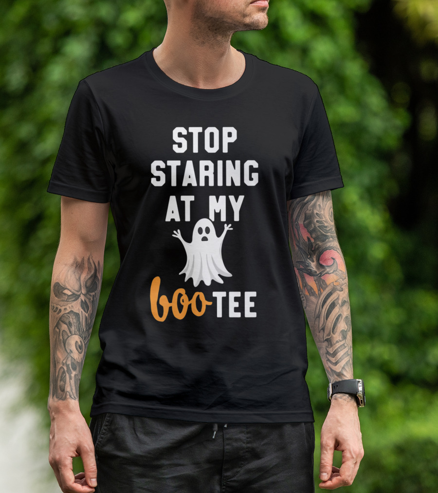 Stop Staring At My Boo Tee Funny Ghost Halloween Yoga T-Shirt