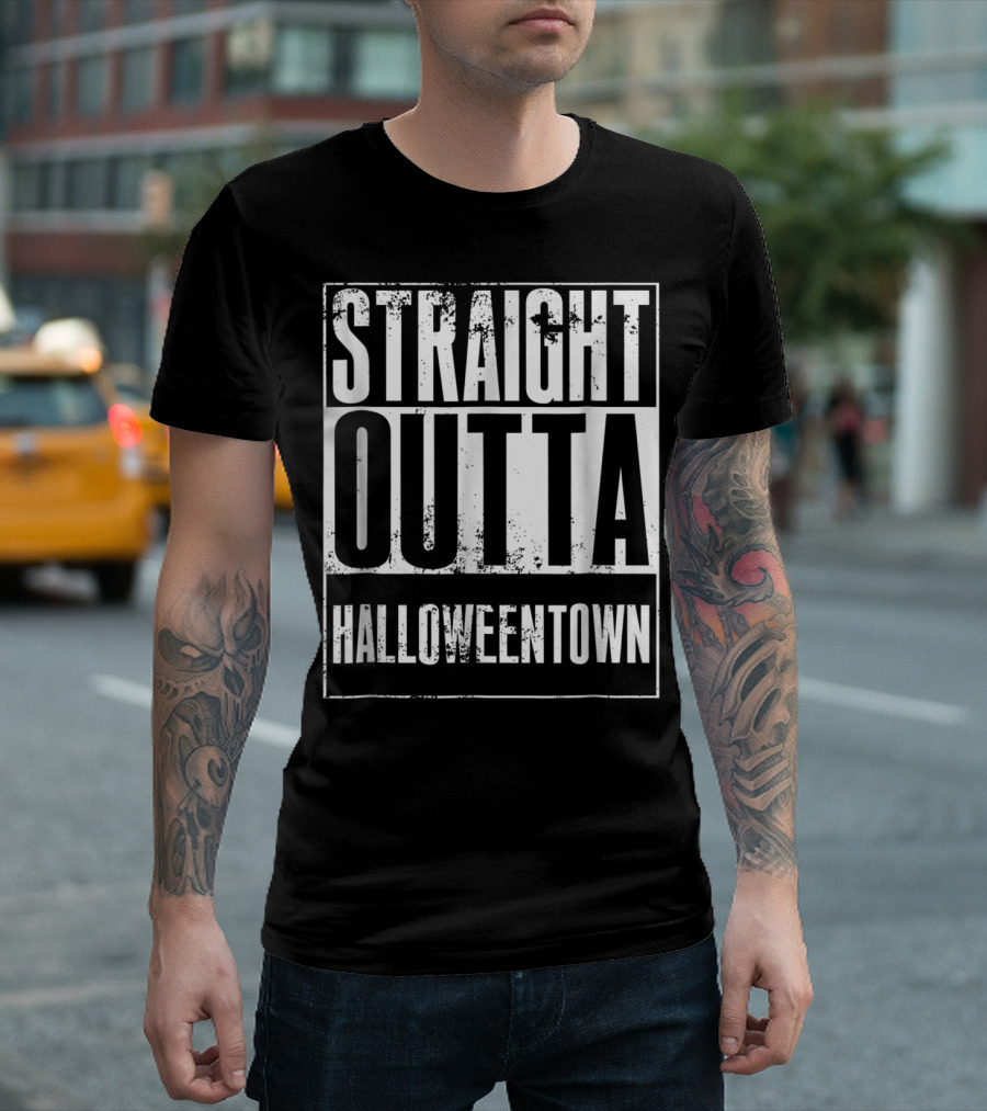 Straight Outta Halloweentown Halloween Parody 90s Hip-Hop T-Shirt