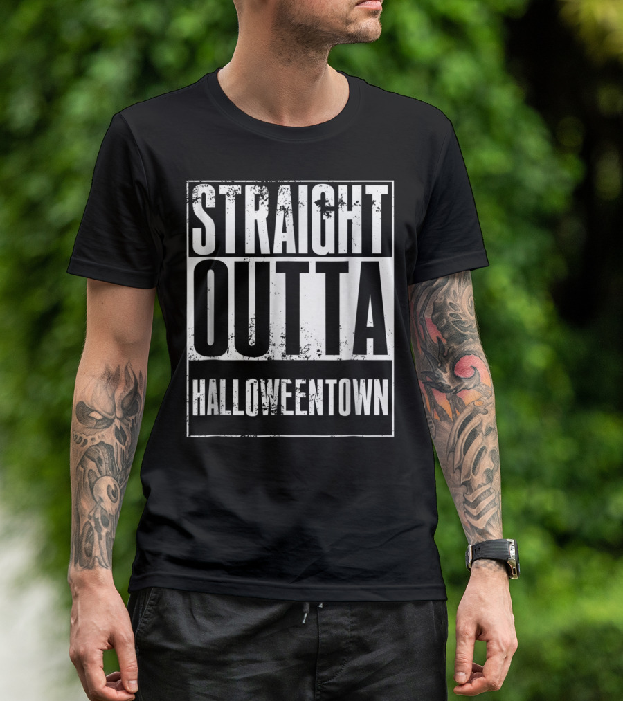 Straight Outta Halloweentown Halloween Parody 90s Hip-Hop T-Shirt