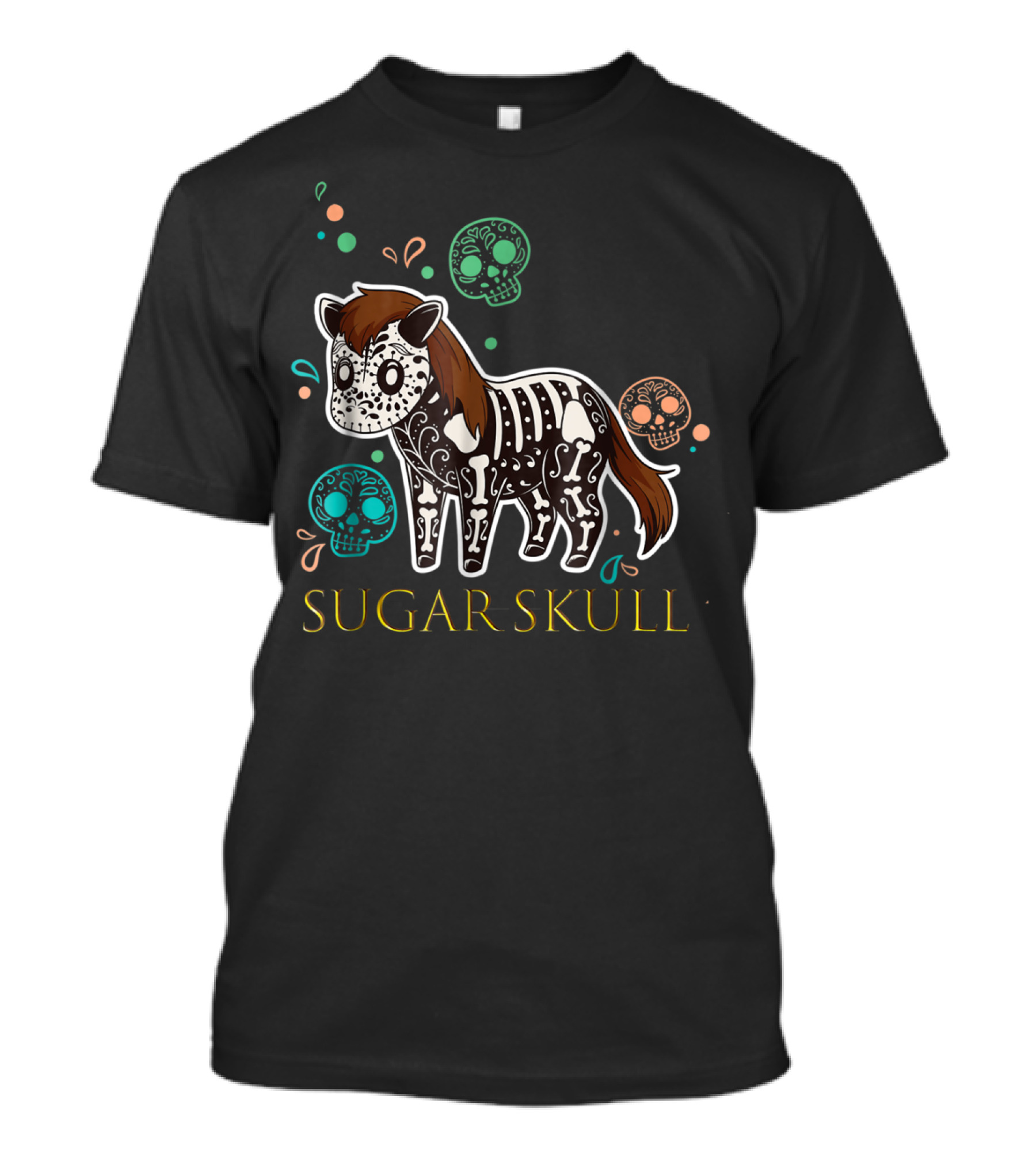 Sugar Skull Mini Horse With Colorful Skulls T-Shirt